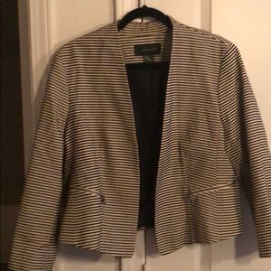 Black/cream blazer zipper pockets AnnTaylor 14